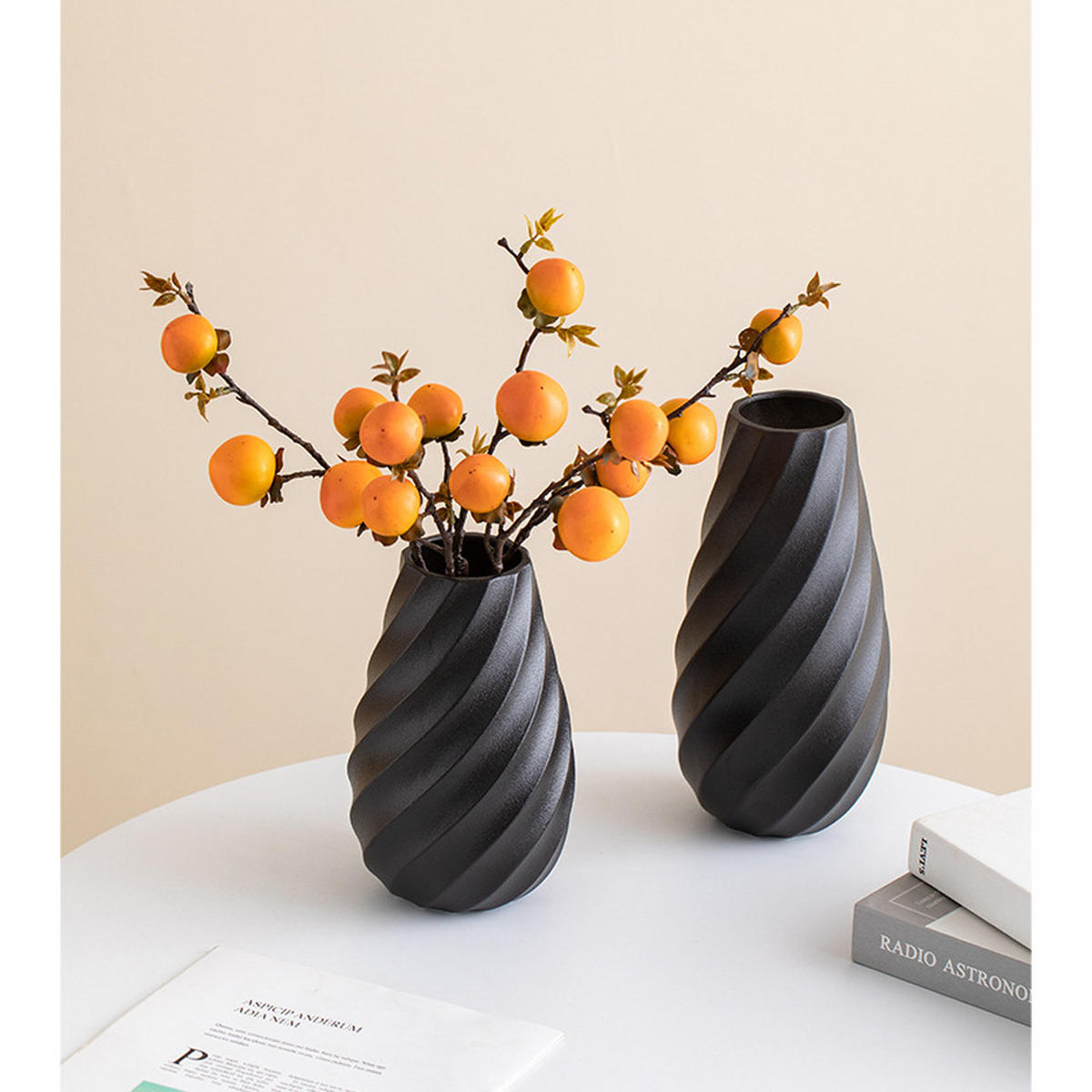 VASE 25 x 12 cm Keramik - Schwarz, Keramik (25.5cm) - LIBRATON