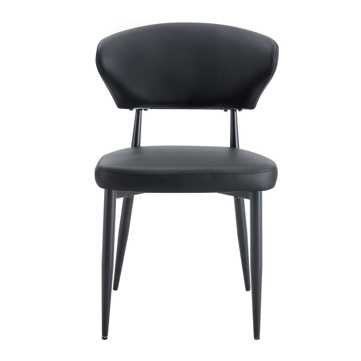 STUHL-SET DE-36505 2 Stück mit PU-Bezug und Metallbeinen Schwarz - Schwarz, Metall (45/80/50cm) - ComfortXL