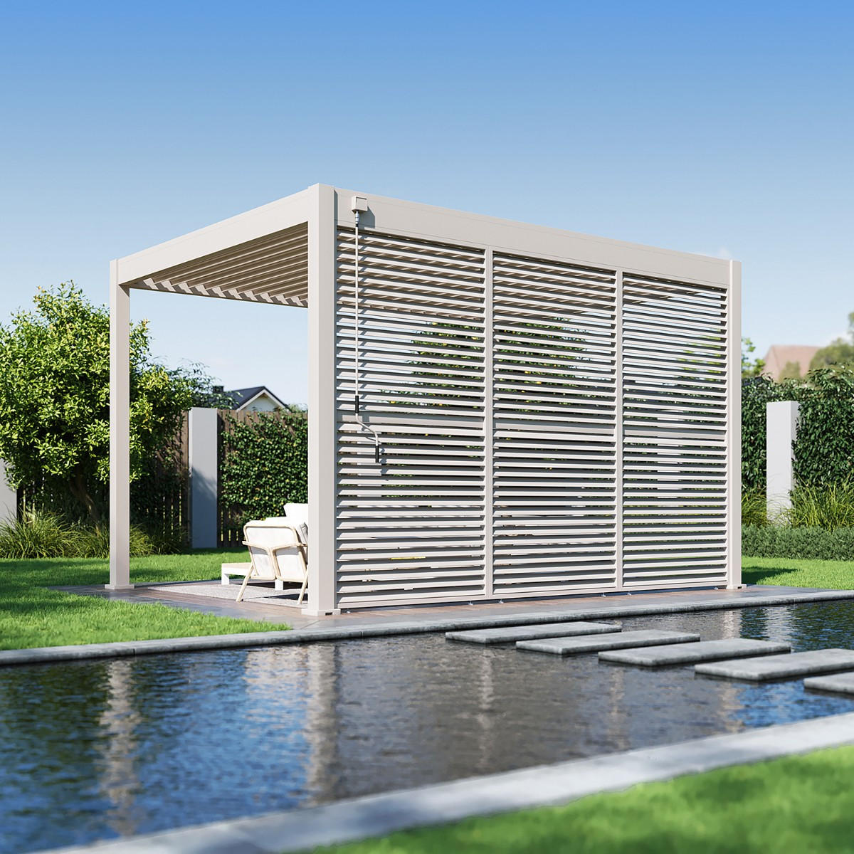 LAMELLENWAND für Pergola drehbare Lamellen aus Aluminium Ivory Sand - Beige, Metall (123/234/6cm) - WEIDE