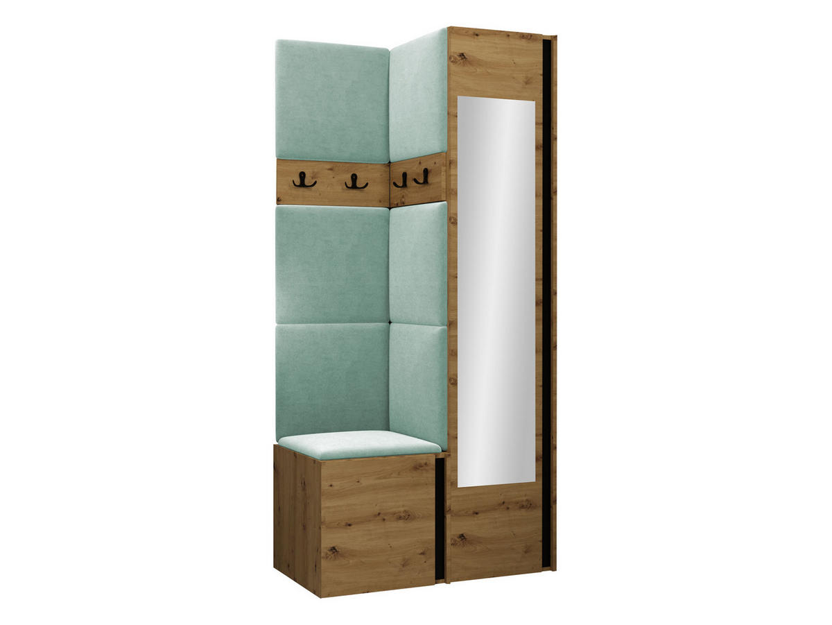 GARDEROBEN-SET Orion XXV - Eiche Artisan/Mintgrün, Holzwerkstoff/Kunststoff (82/186/46cm) - MIRJAN24