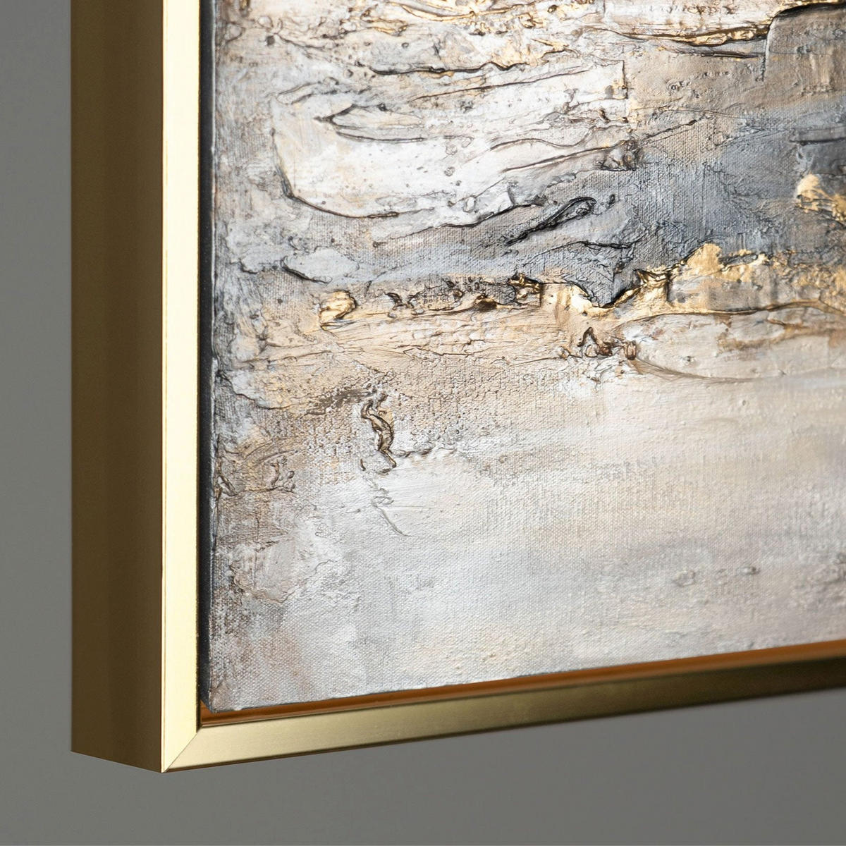 GEMÄLDE Sanfter Zeitfluss II Schattenfugenrahmen Gold 180x120 cm - Goldfarben, Holz (180/120cm) - YS-art gallery
