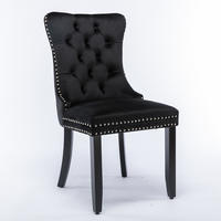 ESSZIMMERSTUHL 2er-Set aus Samt mit Nagelkopfbesatz, Schwarz - Schwarz, Textil (65/95/50cm)