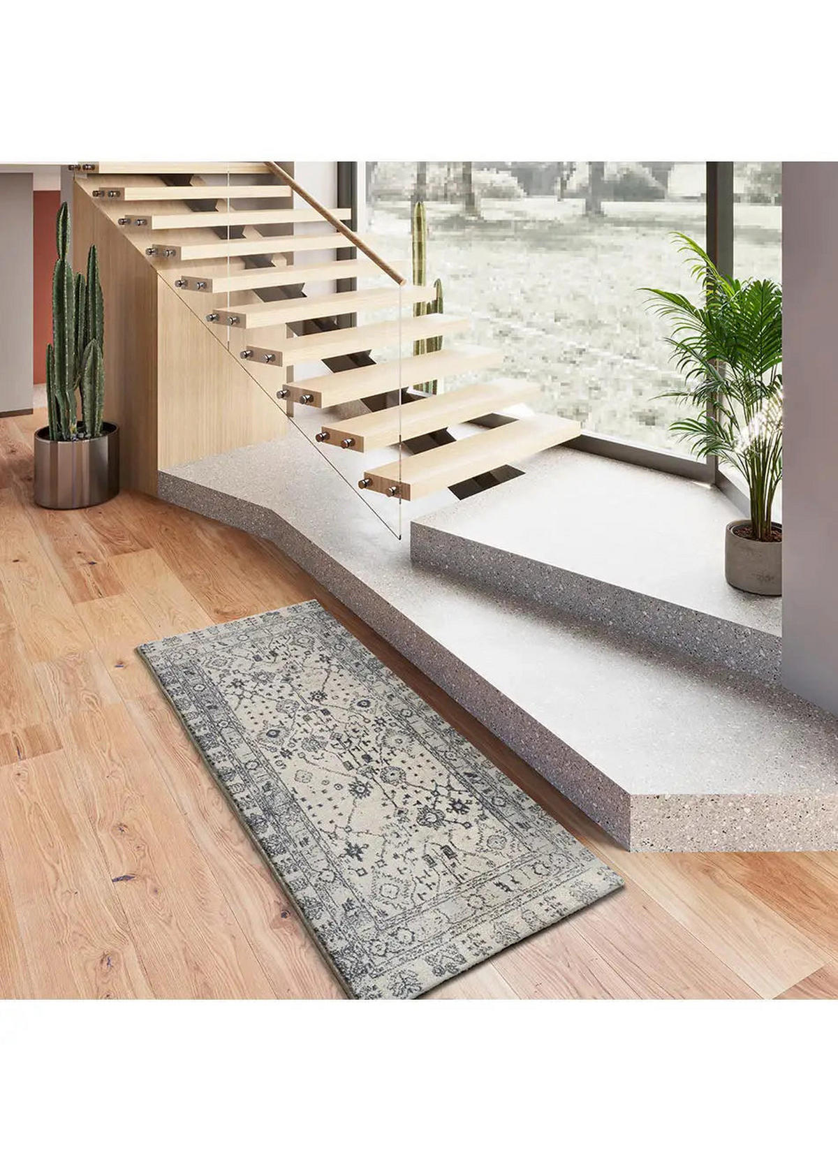 WEBTEPPICH Blau Siroco 80/200 cm - Blau/Beige, Naturmaterialien/Textil (80/200cm) - Atticgo