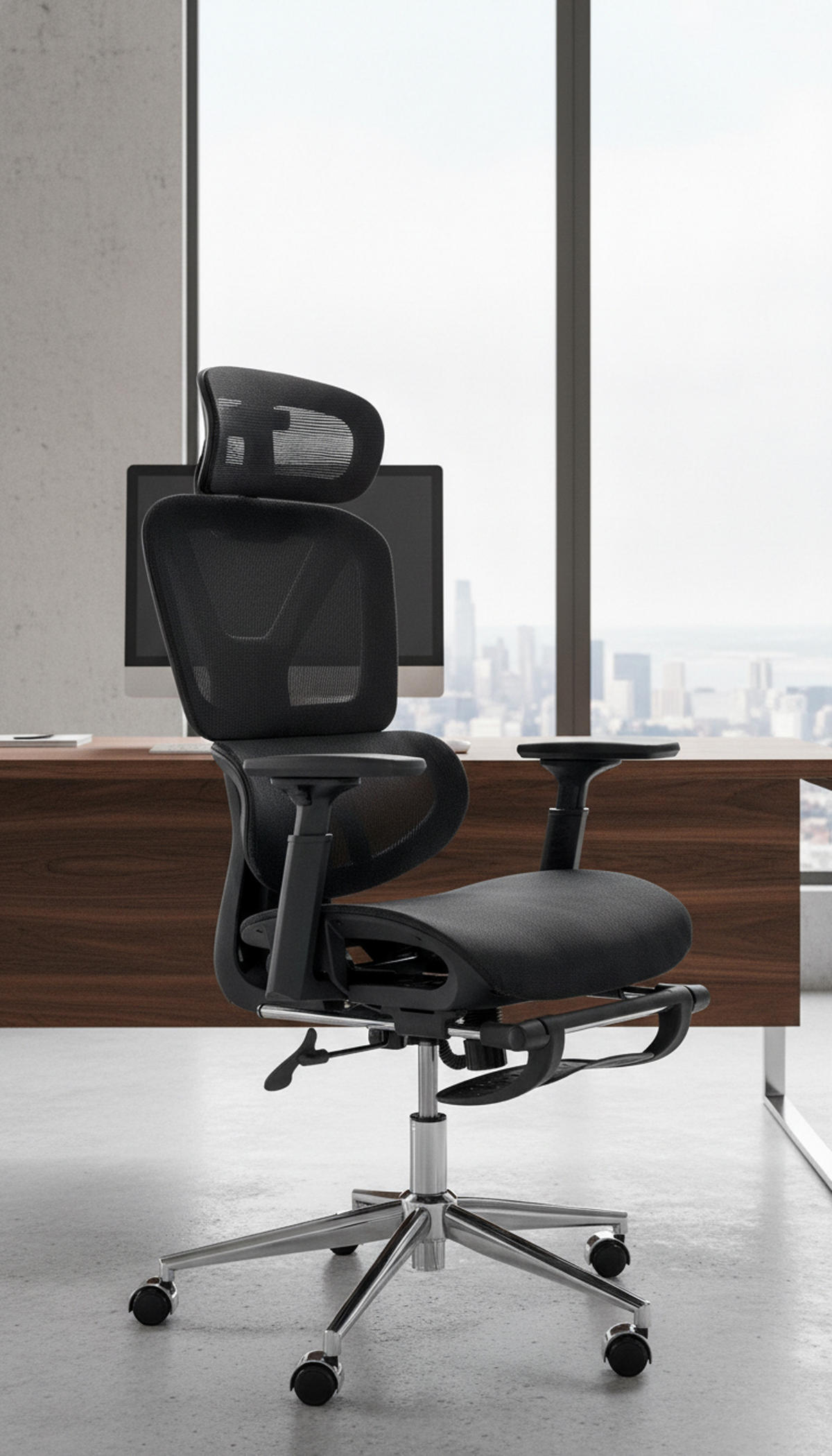 BÜROSTUHL Orionyx schwarz - Chromfarben/Schwarz, Kunststoff/Metall (65/130/68cm) - TPFLiving