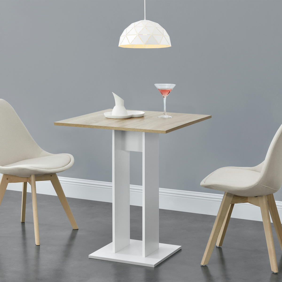 KÜCHENTISCH Lindesnes - Eichefarben/Weiß, Holzwerkstoff (65/65/78cm) - [en.casa]