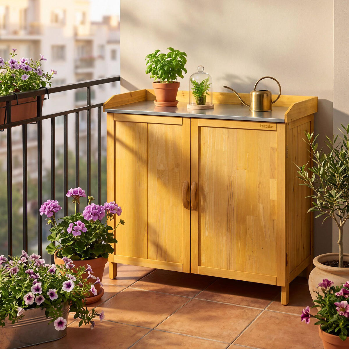 PFLANZTISCH Vita, 98 x 48 x 95 cm, braun - Braun, Holz (98/48/95cm) - tectake