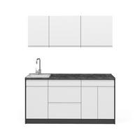 SINGLEKÜCHE R-Line, Weiß/Anthrazit, 160 cm Arbeitsplatte Platin - Anthrazit/Weiß, Holzwerkstoff (160/81.6/60cm) - Vicco