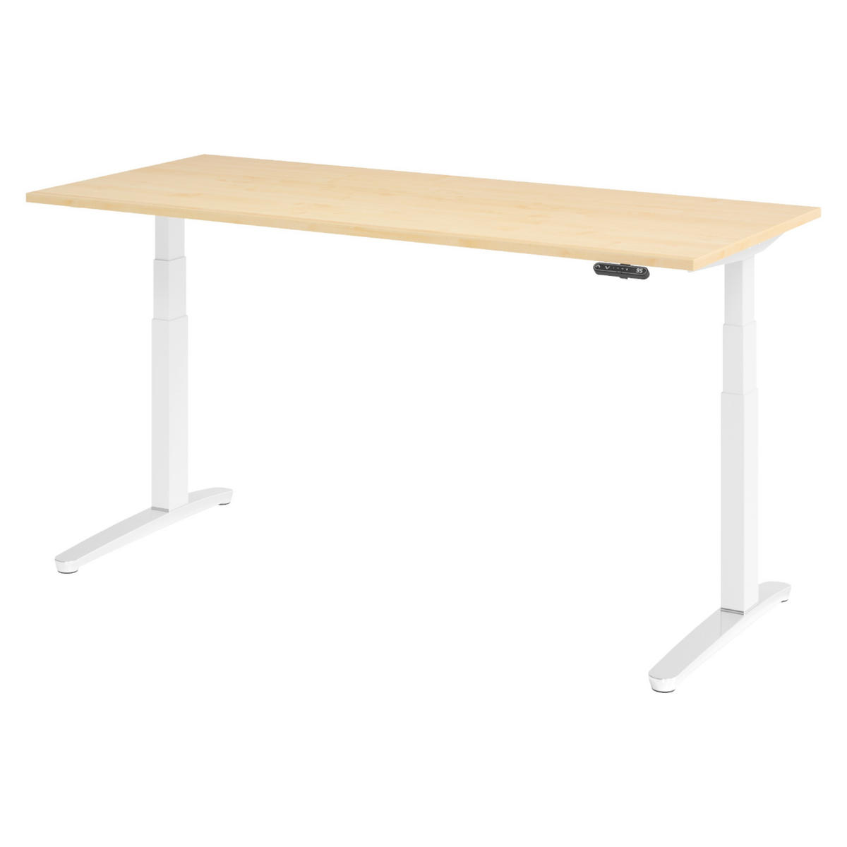 SCHREIBTISCH elektrisch XBHM 80/180/74 cm in Ahornfarben/Weiß/Alu poliert - Ahornfarben/Weiß, Holzwerkstoff (80/180/74cm) - bümö