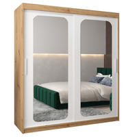 SCHWEBETÜRENSCHRANK 200/180/62 2-türig - Silberfarben/Weiß, Holz/Kunststoff (180/200/62cm) - Abiks Möbel