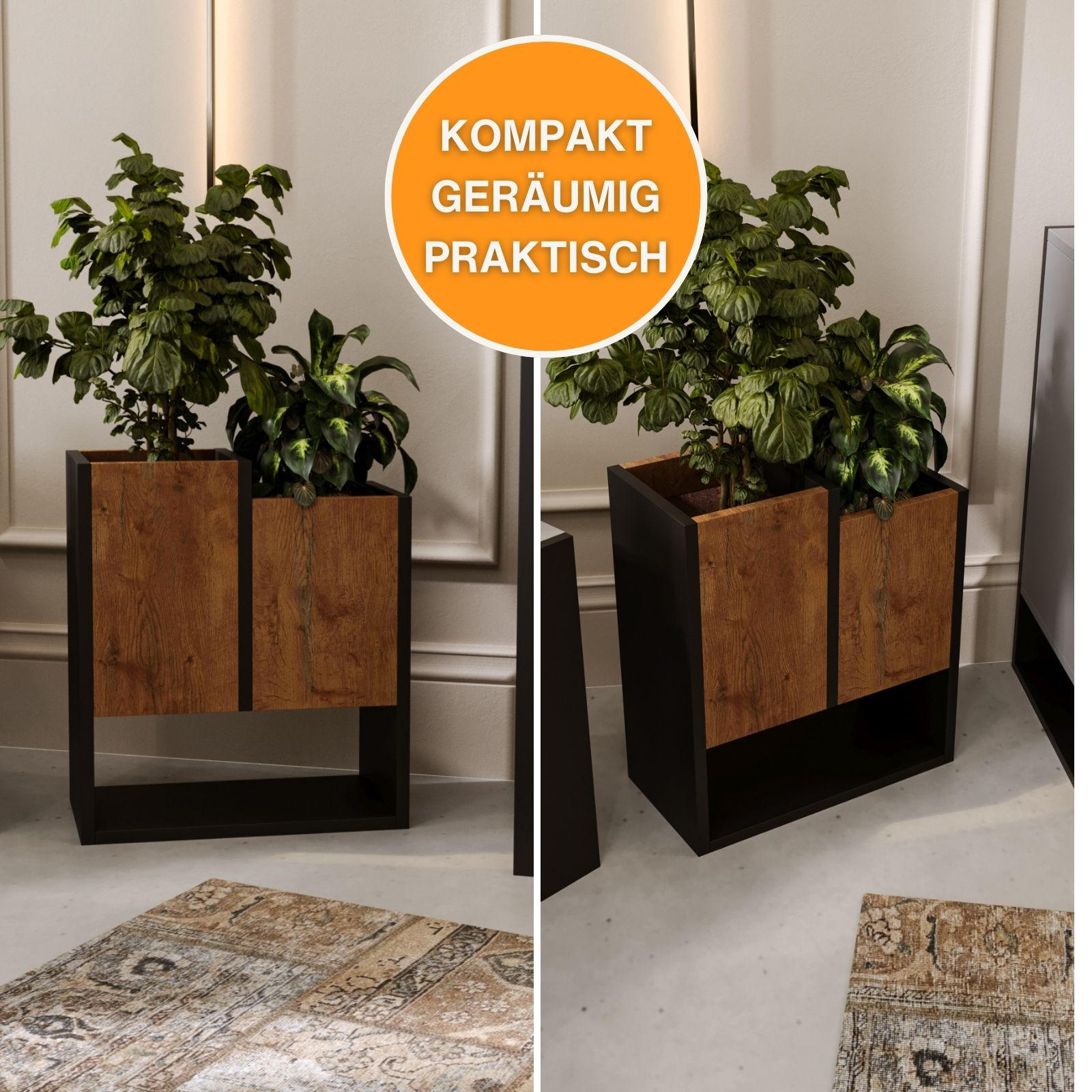BLUMENKASTEN - Nussbaumfarben, Holzwerkstoff (23/50/44cm) - RAUMHIRSCH FURNITURE