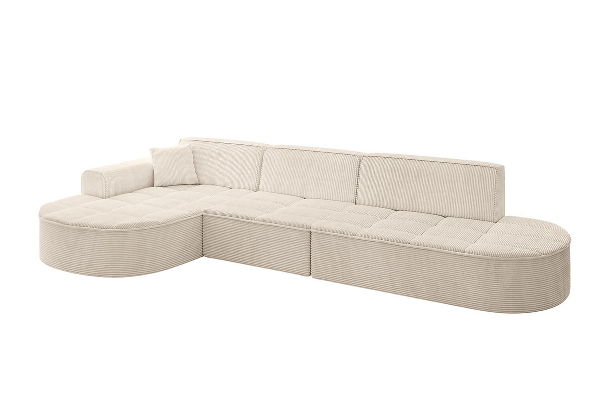 ECKSOFA Ottomane Links TARO-L2 - 328x171x79,5 cm Beige - Beige, Holzwerkstoff/Textil (328/171cm) - ALTDECOR