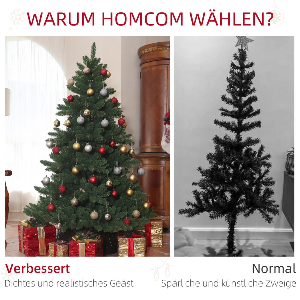 WEIHNACHTSBAUM 180 cm, Grün - Grün, Kunststoff (180cm) - HOMCOM