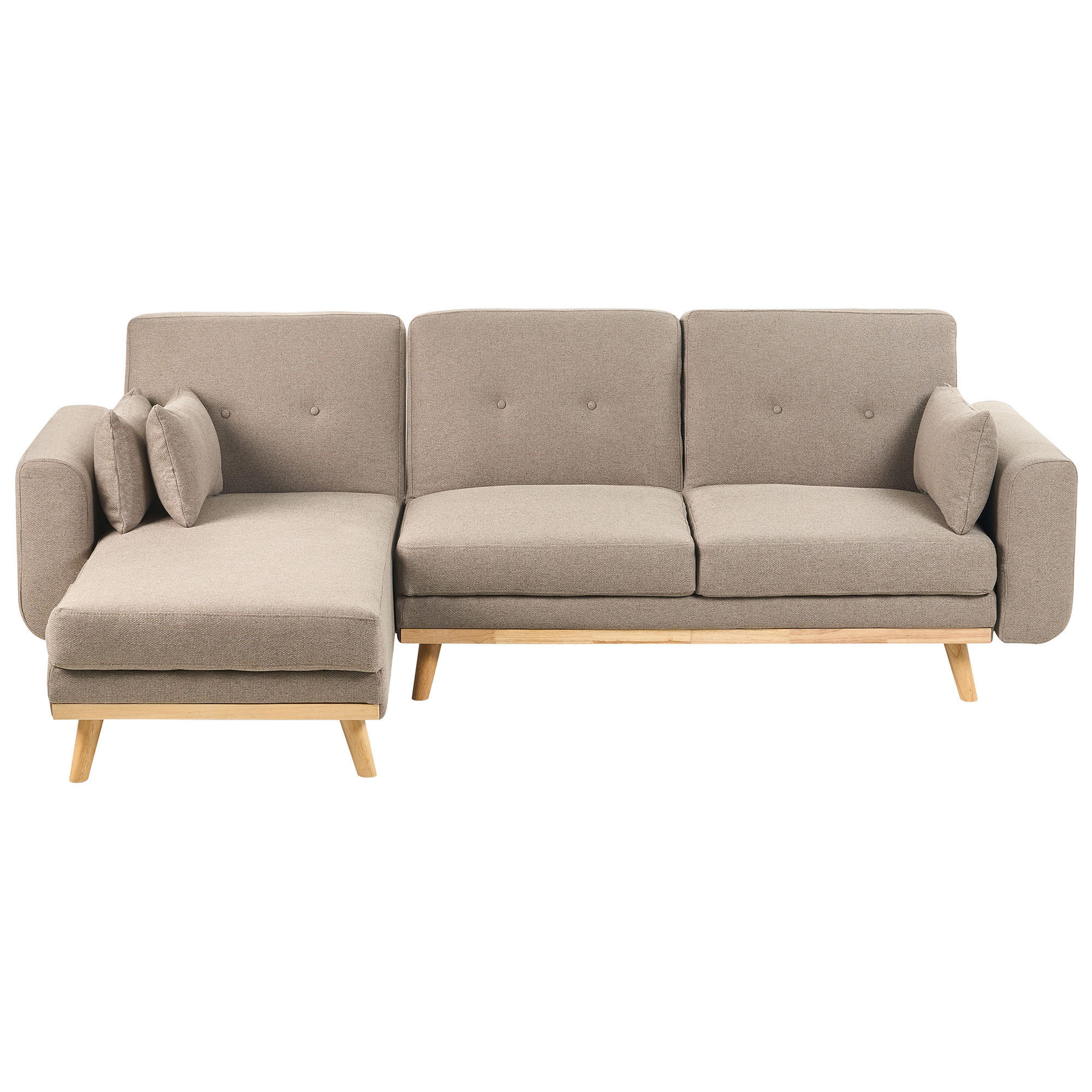 ECKSCHLAFSOFA 3-Sitzer Stoff Hellbraun rechtsseitig Kaarina - Hellbraun, Textil (260/152cm) - Beliani