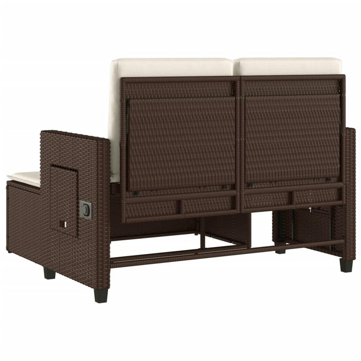 GARTENBANK Verstellbar Mit Kissen Braun Poly Rattan - Creme, Kunststoff (91/75/115cm) - vidaXL