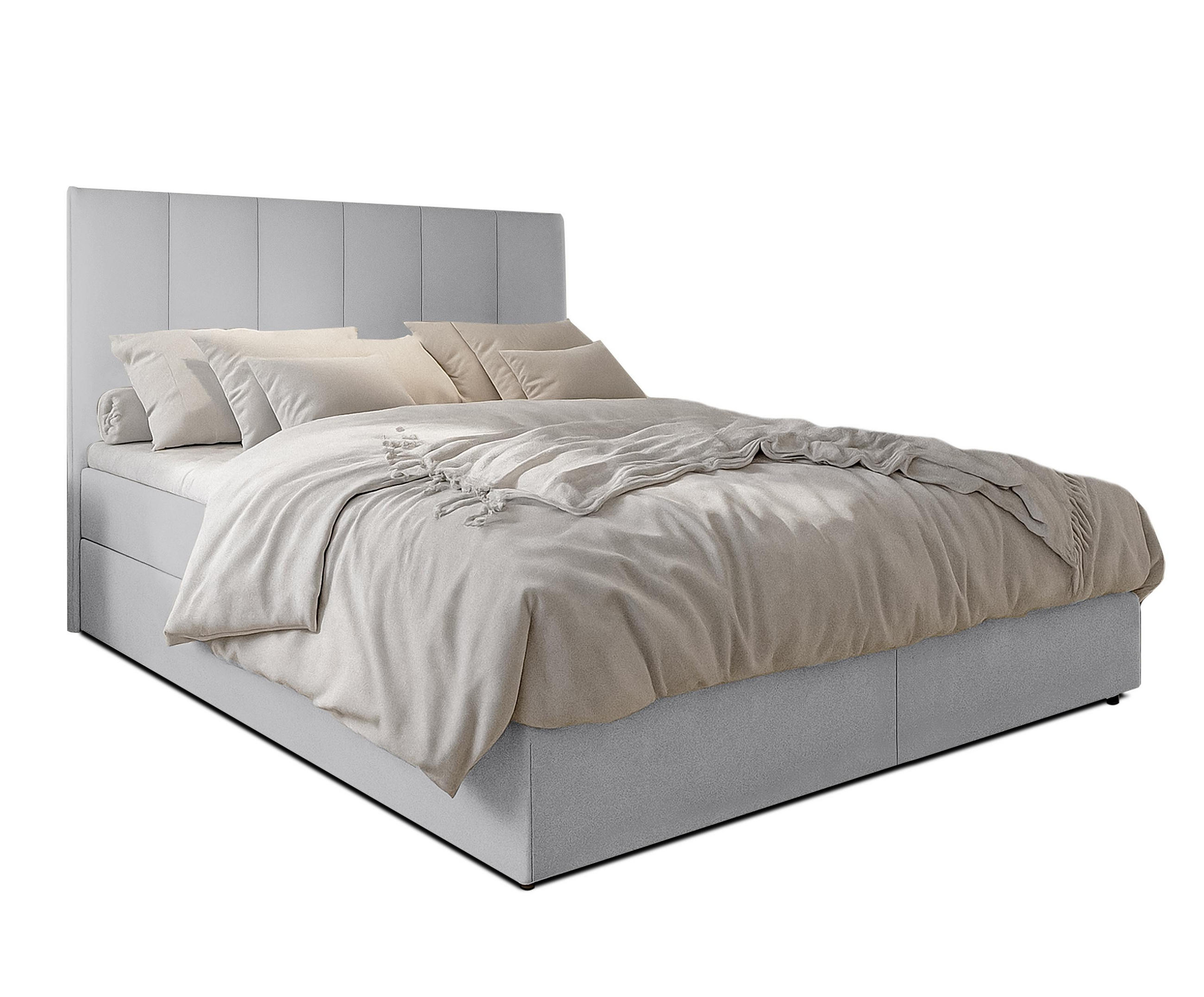 BOXBETT MEREA 160x200 cm mit Bettkasten und Matratze - Grau - Schwarz/Grau, Holz/Holzwerkstoff (160/200cm) - AX Living