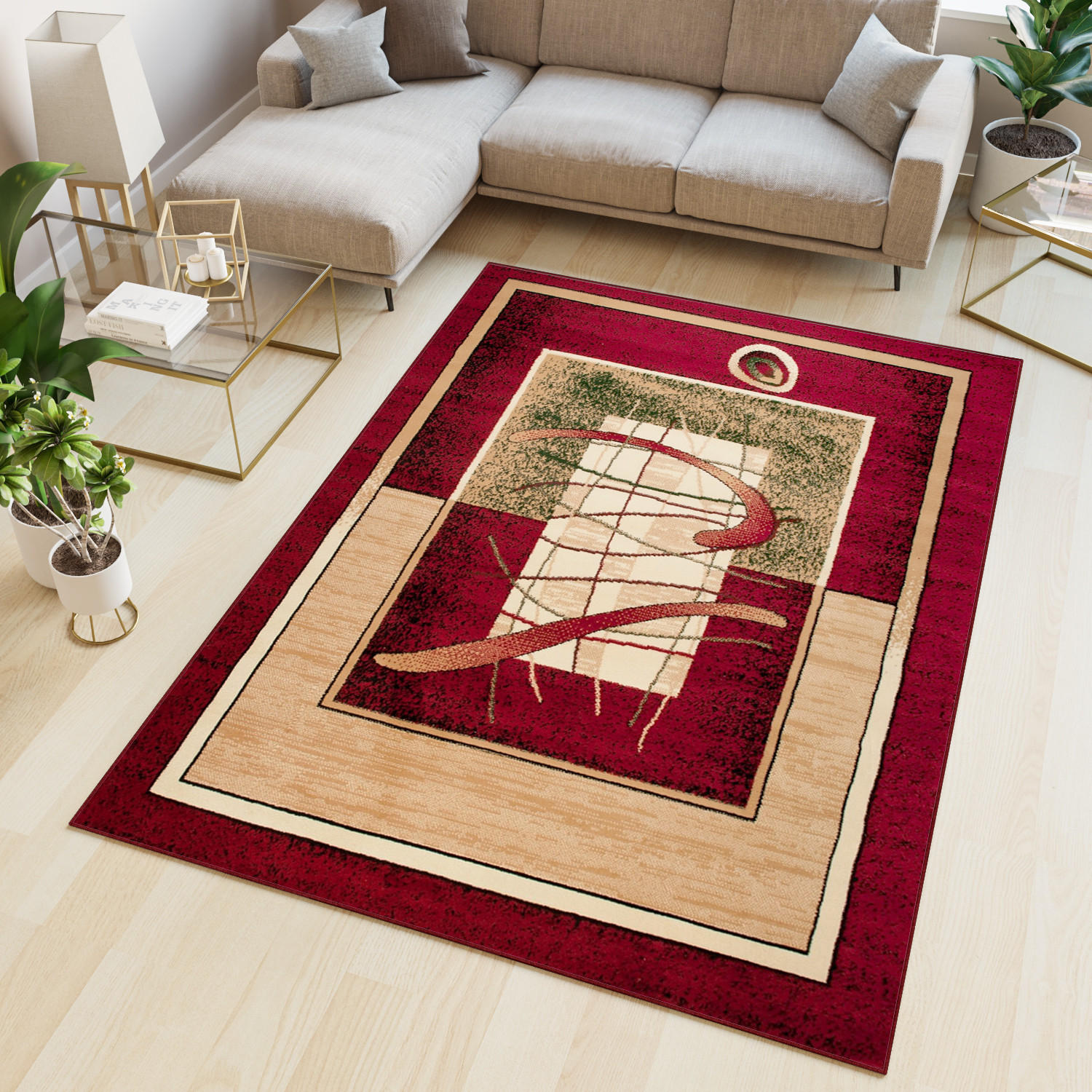 TEPPICH ATLAS Rot Beige 60/100 cm - Beige/Rot, Textil (60/100cm) - Tapiso