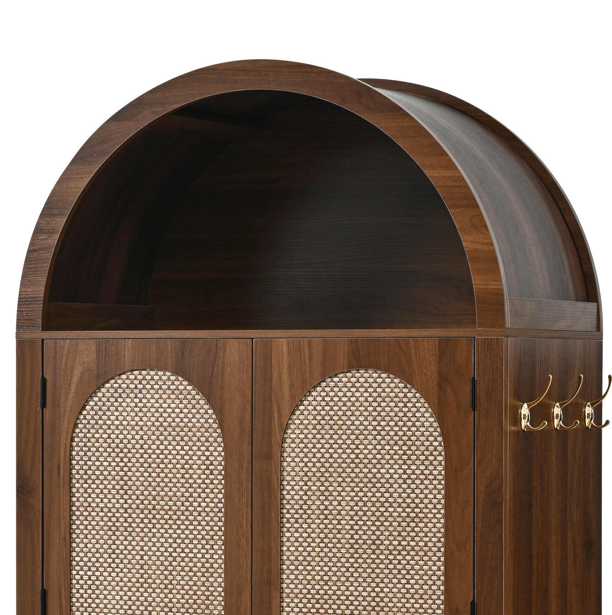 KOMODA z MDF, 80/40/180 cm, v dekore orecha, s ratanovými dvierkami a zásuvkami - farba orecha, kompozitné drevo (80/180/40cm) - BEAOK