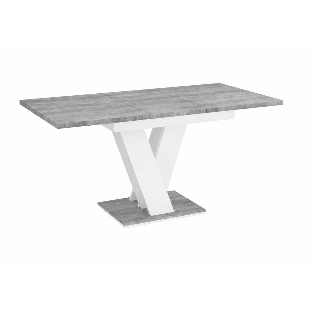 ESSTISCH Grau Betonoptik und Weiß Ausziehbar 120 - 160 cm - Weiß/Grau, Holzwerkstoff (120/80/75cm) - PROSPERO