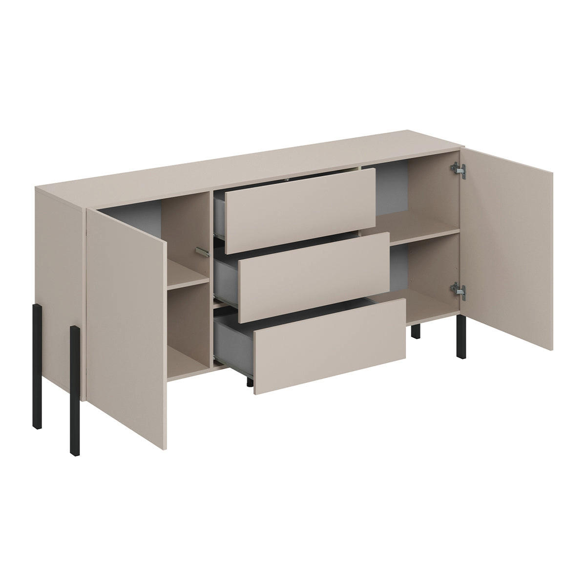 SIDEBOARD Bérénice Kaschmir und Schwarz - Beige, Holzwerkstoff (184/90/40cm) - Petits-meubles