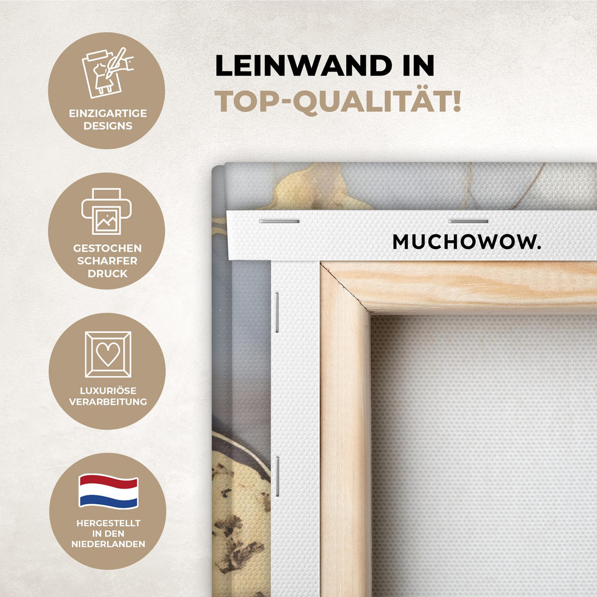 LEINWANDBILD Marmor - Schwarz - Gold - Weiß 60x80 cm - Dunkelgrau, Textil (60/80cm) - MuchoWow