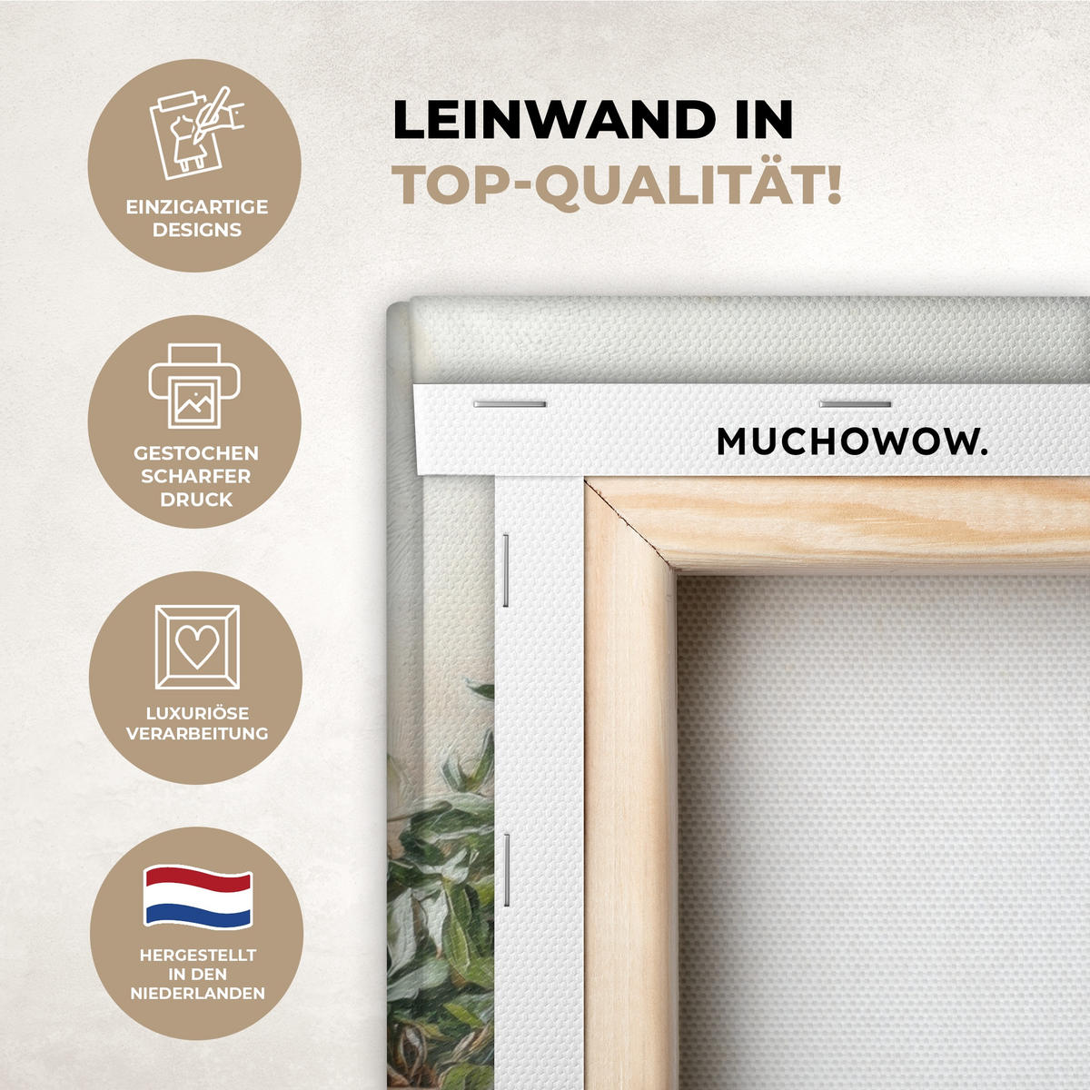 LEINWANDBILD Obst - Kräuter - Ländlich Deko Wohnzimmer 20x30 cm - Naturfarben, Textil (20/30cm) - MuchoWow