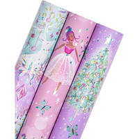 GESCHENKPAPIER 3 Rollen 43,2 cm x 3 m Weihnachtsdesign mit Metallic-Folie - Lila, Papier (4/44/10cm)