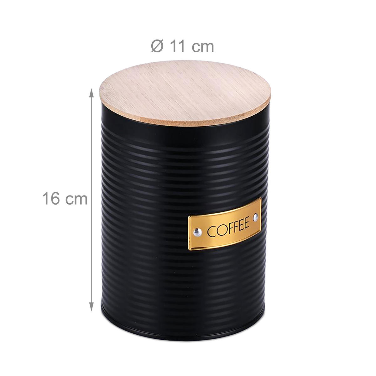 KAFFEEDOSE 2er Set - Schwarz, Holz/Metall (11/16cm) - Relaxdays