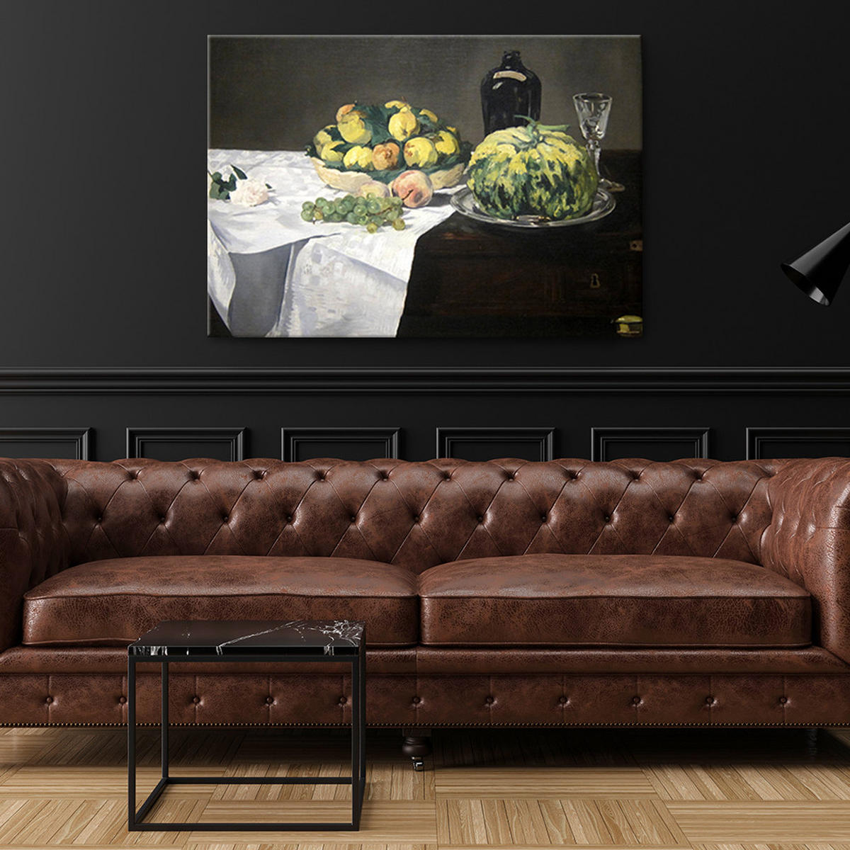 WANDBILD stilleben mit melone und pfirsichen - Multicolor, Textil (60/40cm) - Feeby