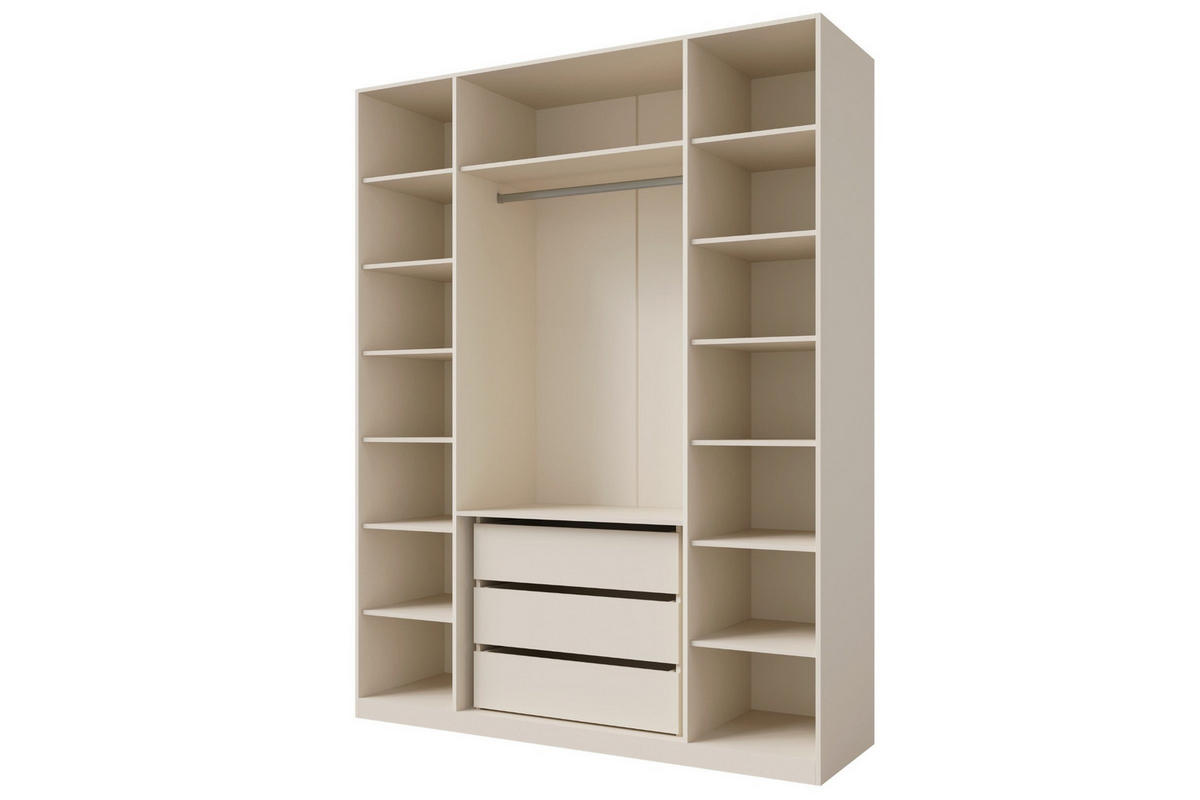 KLEIDERSCHRANK SUN 180/237/60 cm in Macadamia mit Spiegel - Kaschmir, Holzwerkstoff (180/237/60cm) - Deine Möbel 24
