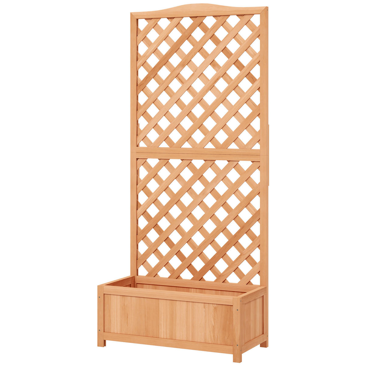 HOCHBEET DE-12197 mit Rankgitter 76/36/170 cm mit Lattenboden Braun - Braun, Holz (76/170/36cm) - ComfortXL
