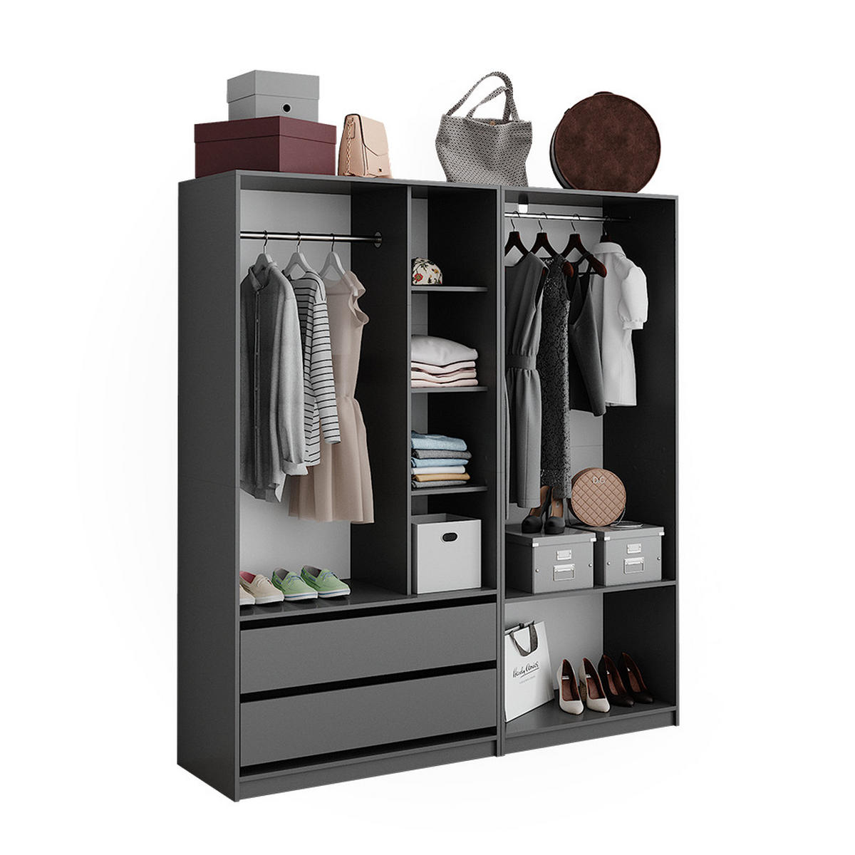 ŠATNÍ SKŘÍŇ Elmo Antracit - antracitová, kompozitní dřevo (180/200/50cm) - Vicco