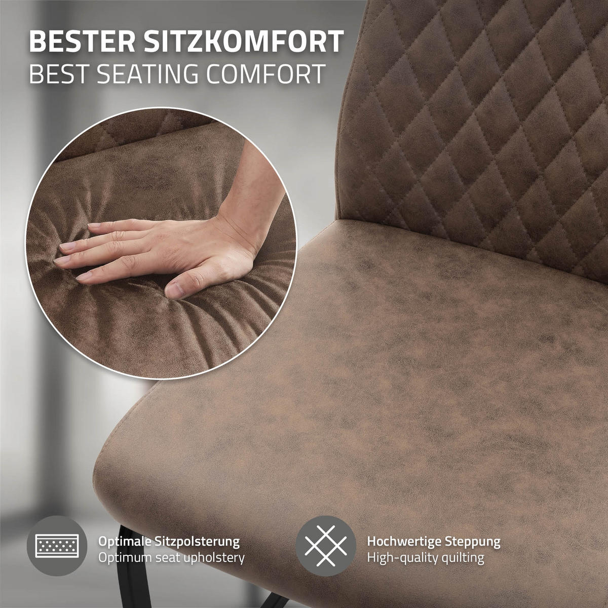 JÍDELNÍ ŽIDLE, sada 4 ks, židle s volným podnožím z umělé kůže, hnědé, s ocelovým rámem - černá/hnědá, kov/textil (56/101/56cm) - ML-DESIGN