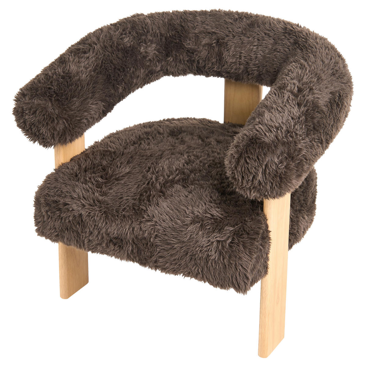 SESSEL Webpelz Dunkelbraun/Hellbraun Ilbro - Dunkelbraun, Textil (77/76/68cm) - Beliani