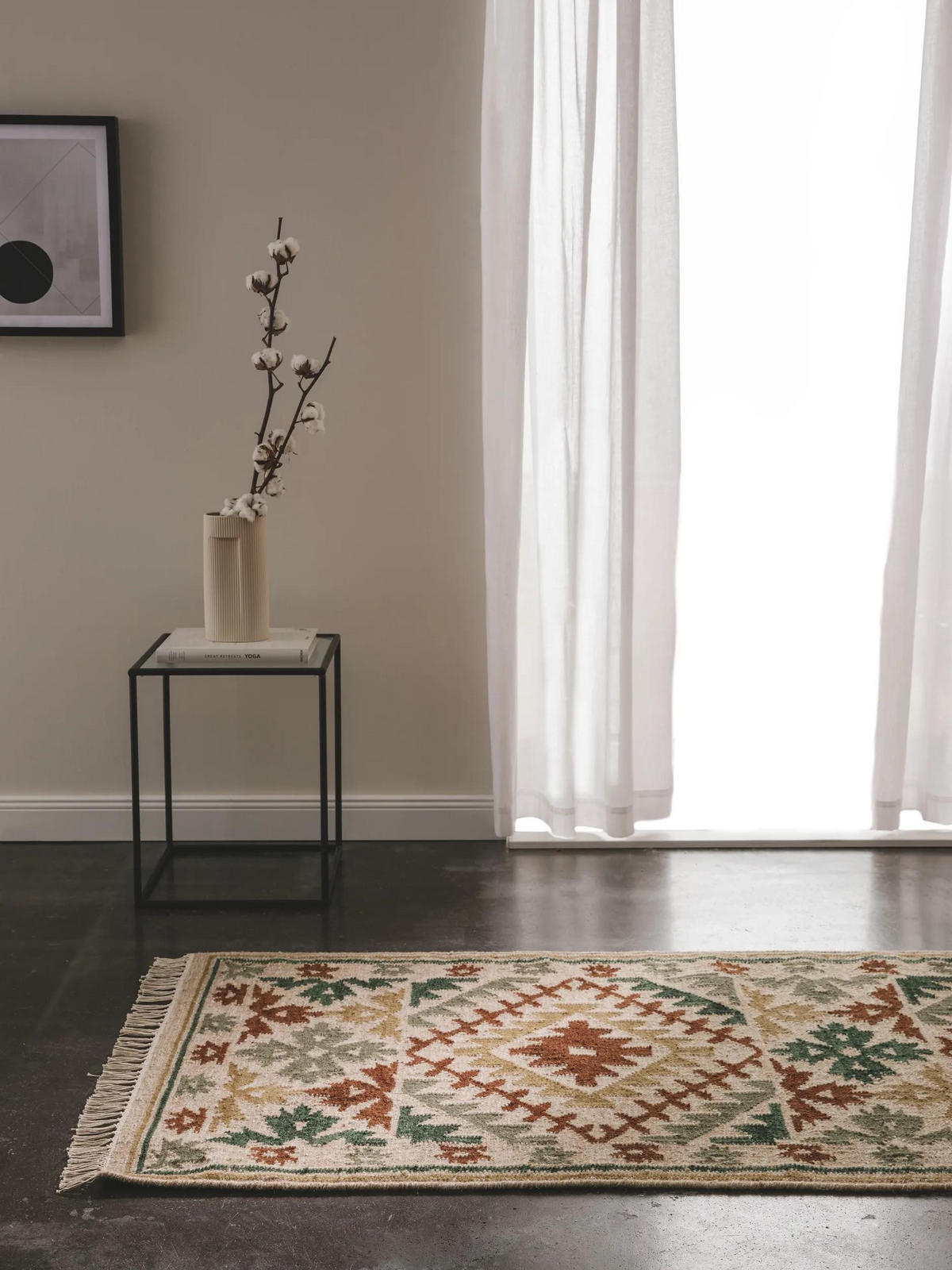 ROČNO tkani kilim Zohra zelena 80x200 cm - zelena, umetna masa/tekstil (80/200cm) - benuta Pure