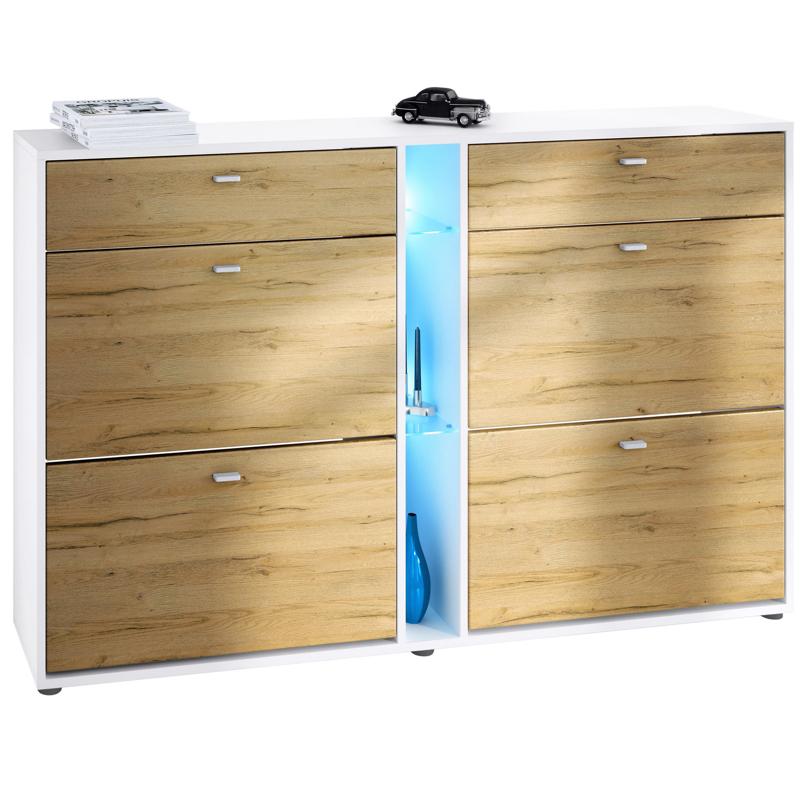 SCHUHSCHRANK Today Fronten in Eiche Natur - Eichefarben, Holzwerkstoff (155.5/95/28cm) - Vladon