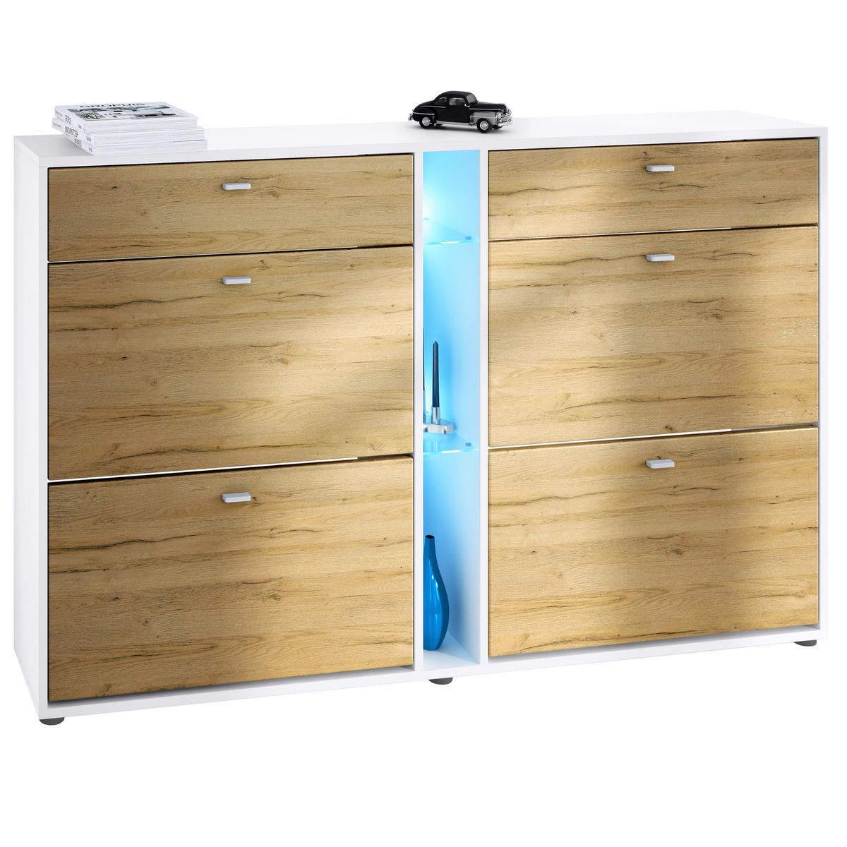 SCHUHSCHRANK Today Fronten in Eiche Natur - Eichefarben, Holzwerkstoff (155.5/95/28cm) - Vladon