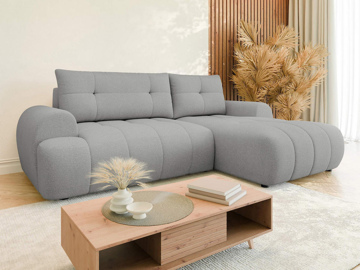 ECKSOFA Fiorano, Seite: Rechts - Hellgrau/Schwarz, Holz/Kunststoff (265/177cm) - MIRJAN24