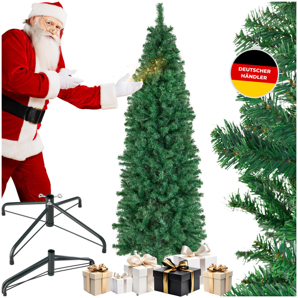 WEIHNACHTSBAUM Comet,pulverbeschichteter Metallständer mit Kunststoffkappen,grün - Grün, Kunststoff (180cm) - tectake
