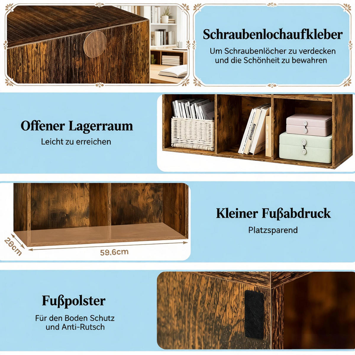 BÜCHERREGAL Rustic Brown 6 offene Fächer 59,6/29/89 cm - Wildeiche, Holzwerkstoff (29/89/59.6cm) - PANGIVO