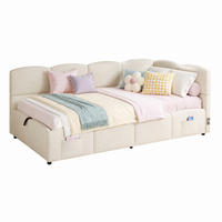 POLSTERBETT mit Stauraum und USB 90x200 cm Bouclé Beige - Beige, Metall (90/200cm) - Meubliv