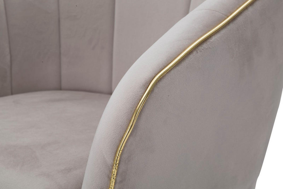 SESSEL Paris Grigia, grau, schwarz und goldfarben, Polyester, Kiefernholz und Metall, 62 x 58 x 78 cm - Goldfarben/Schwarz, Holz/Kunststoff (62/78/58cm) - Mauro Ferretti