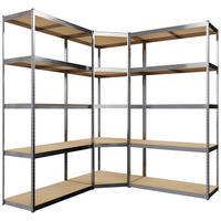 REGALSYSTEM 2 Lagerregal mit 1 Eckregal Metall silber - Silberfarben, Metall (160/180/160cm) - CLP
