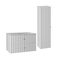 BADMÖBEL 80cm Izae 2er-Set Weiß - Weiß, Holzwerkstoff (80/50/45.8cm) - Petits-meubles