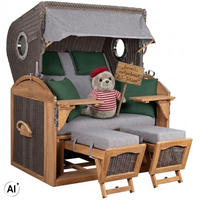 STRANDKORB XL Schillig Bullauge - Braun/Grau, Metall (142/170/95cm) - Mr. Deko