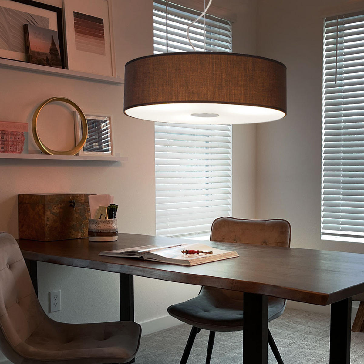 HÄNGELEUCHTE Stahl Braun Textil - Braun, Glas (45/45/175cm)