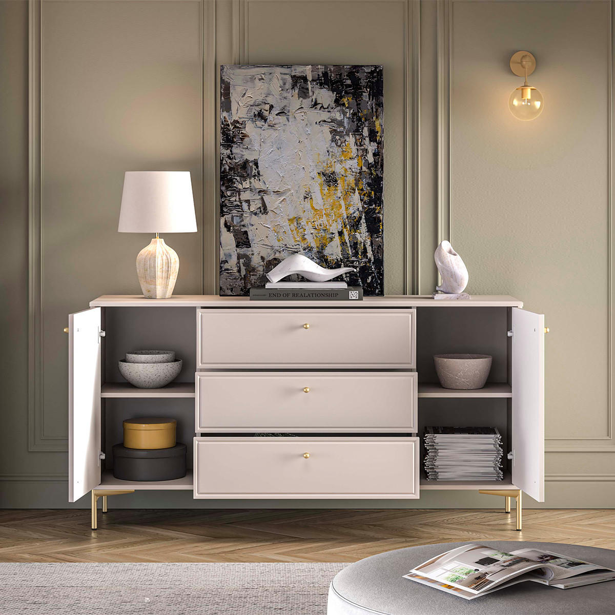 SIDEBOARD Sélène Kaschmir - Beige, Holzwerkstoff (160/85/40cm) - Petits-meubles