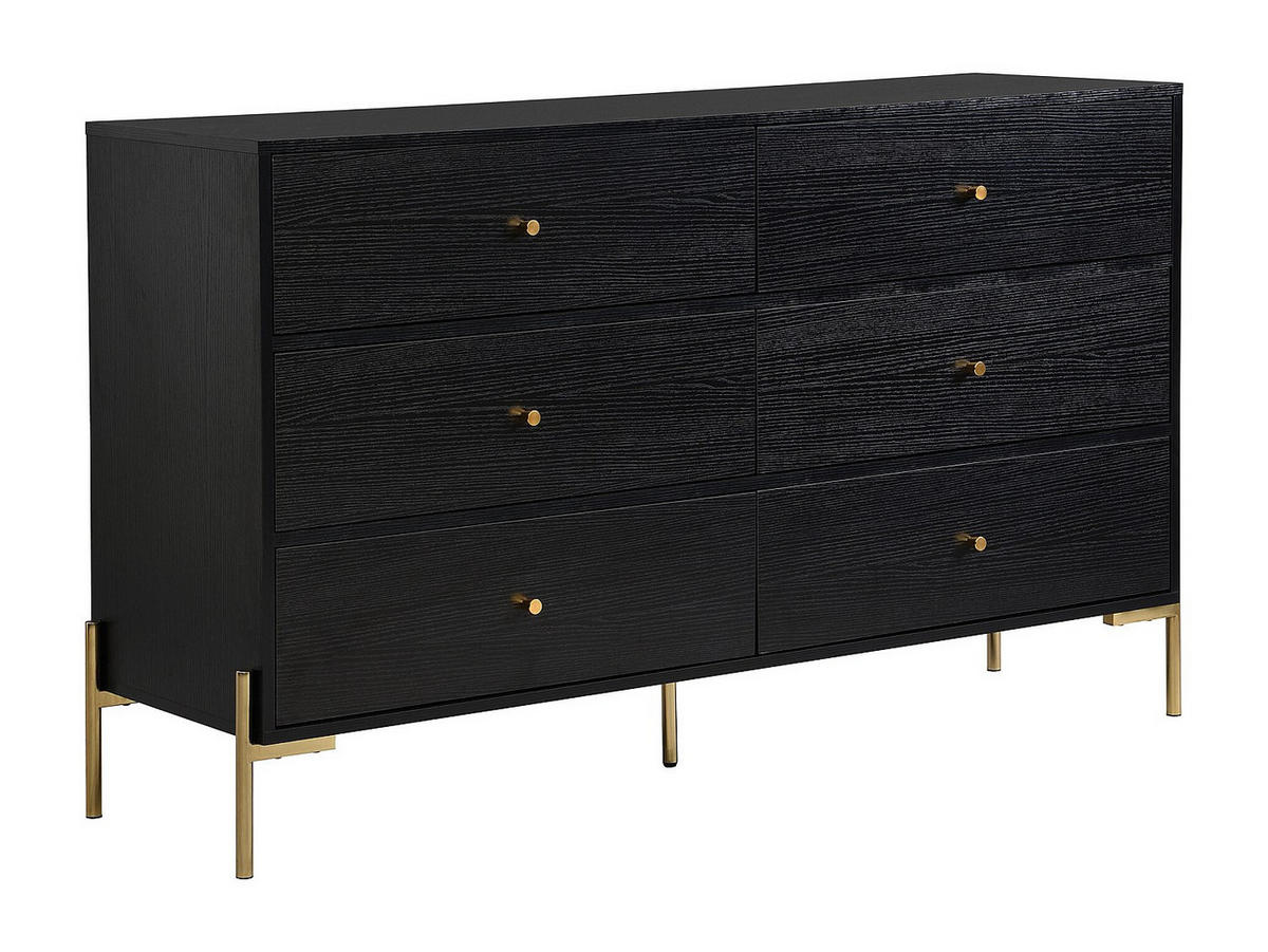 KOMMODE - 140 cm x 40 cm - holz - schwarz, goldfarben Milavia - Goldfarben/Schwarz, Holz (140/82/40cm) - Vente-Unique