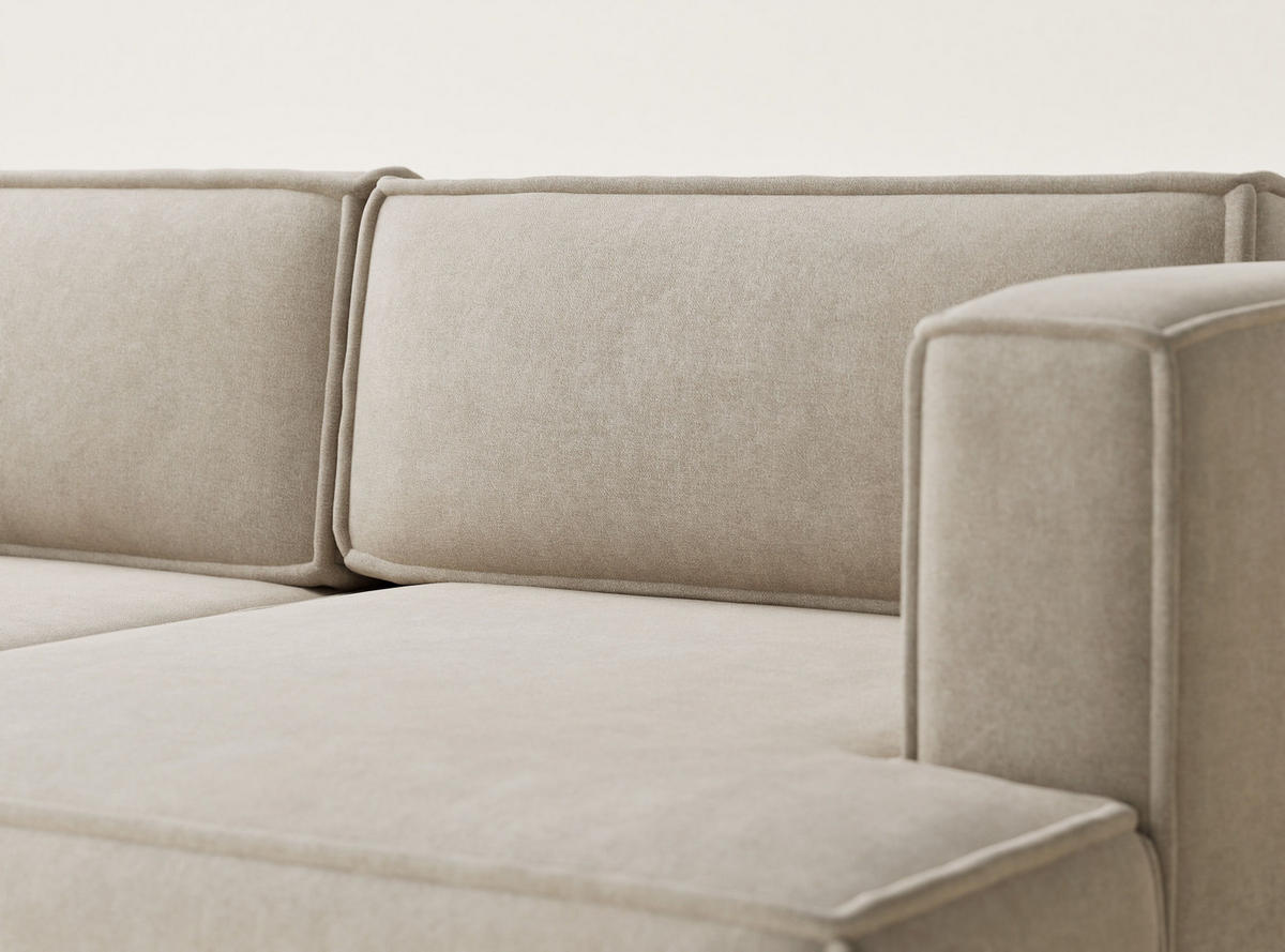 ECKSOFA MIT SCHLAFFUNKTION Velto Beige Webstoff - Beige/Schwarz, Holz/Holzwerkstoff (250/152cm) - Maison de Reve