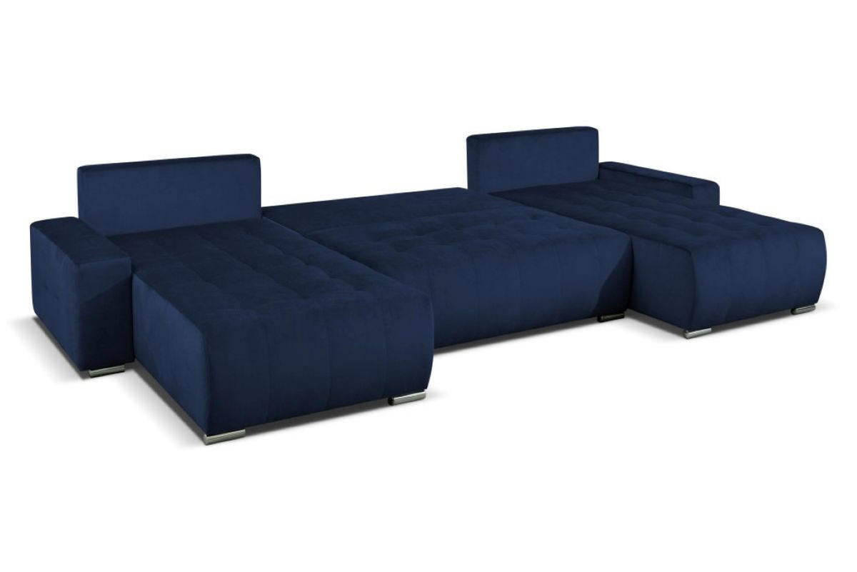 WOHNLANDSCHAFT Mediolan III U-Form, dunkelblau, mit Schlaffunktion und Bettkästen, 362 x 190 cm - Dunkelblau, Holz (362/95/190cm) - Margaret Hadas24