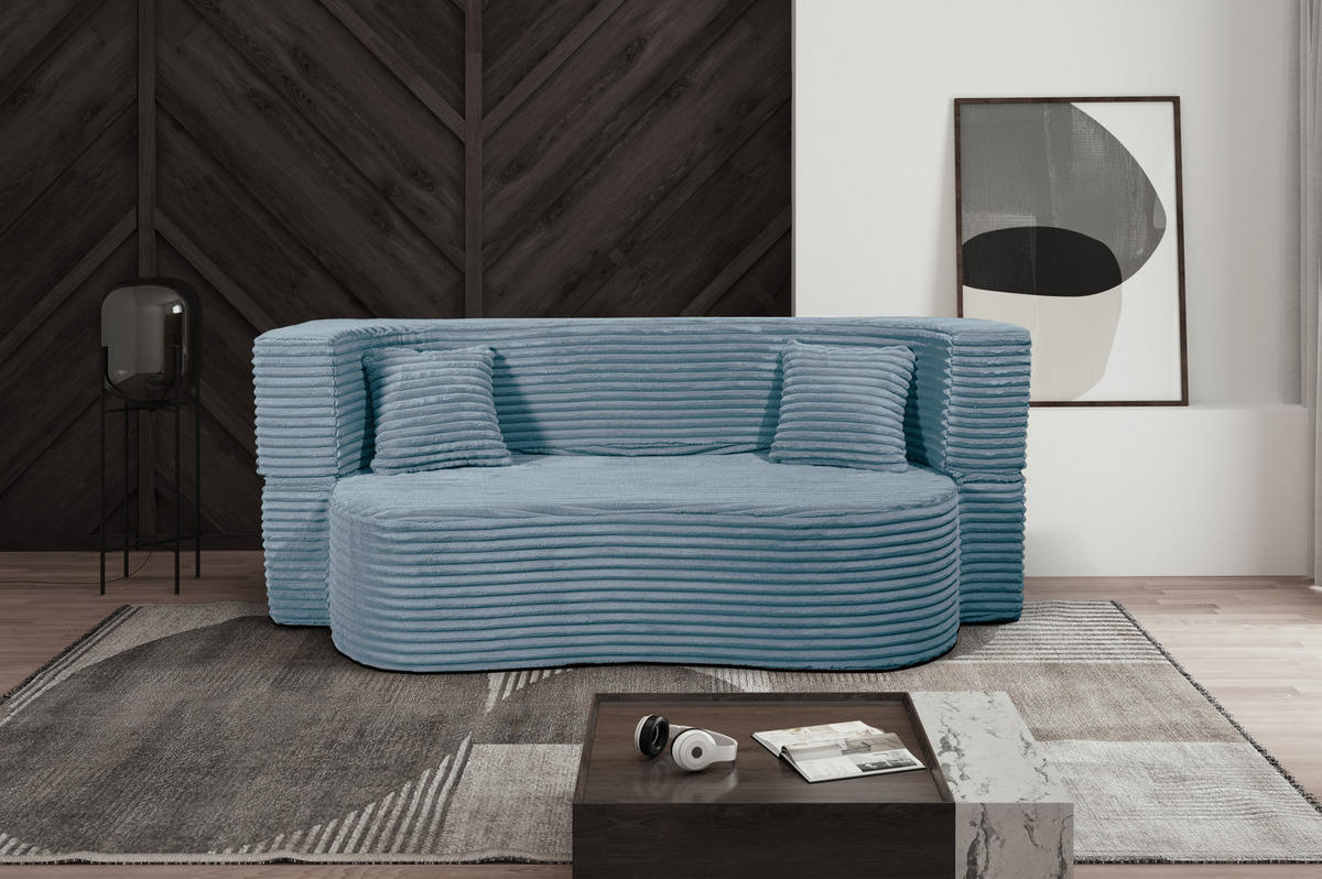 SCHLAFSOFA MYFOAM, Sofa mit Schlaffunktion, Farbe: Blau, Cordstoff - Hellblau, Textil (200/80/72cm) - Storez24